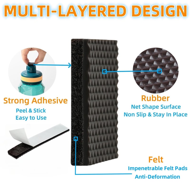 Furnigear Non Slip Furniture Pads 1/2"" x 3"" Rubber Strips Self Adhesive Furniture Grippers Chair Leg Pads Rubber Chair Feet Anti Scratches Non Skid Furniture Pad Floor Protectors, 40 Pcs Rectangle - Image 4